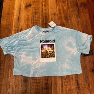 Polaroid x Forever 21 Blue tie dye sunflower Graphic crop cropped Tee T-shirt